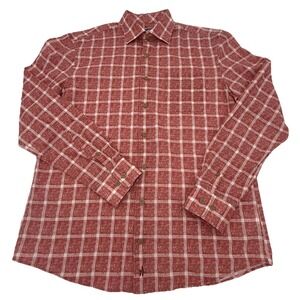 Johnnie-O Men's Size M Hangin Out Button Down Shirt Malibu Red Gingham